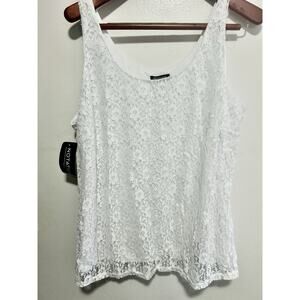 Notations Women's White Lace Cami Size 2X Tank Top Blouse Made In USA NWT